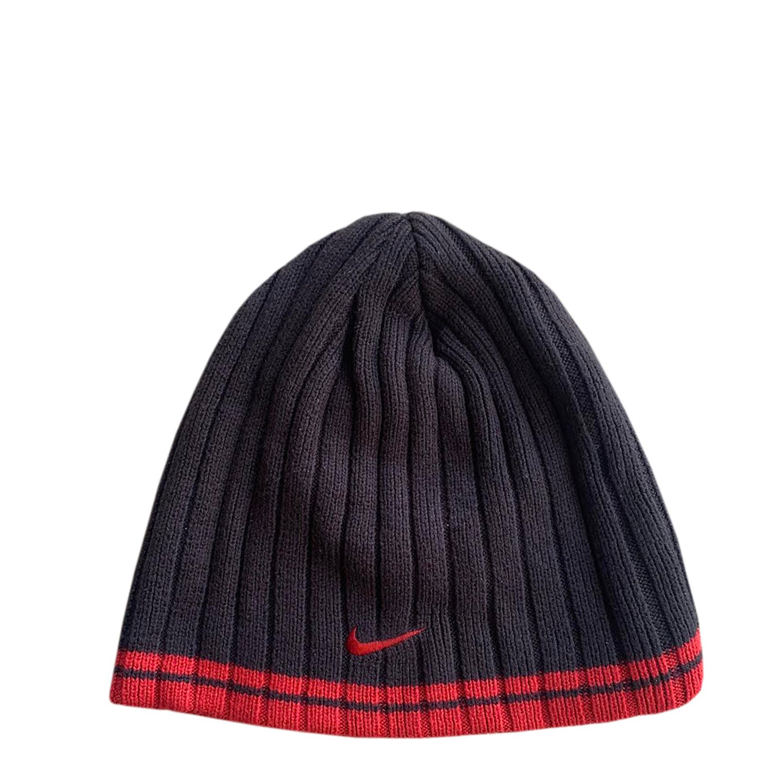 Vintage Nike Black/Red Ribbed Knit Beanie — Roots